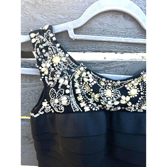 Sherri Hill Mini Dress, Formal, Bandage, Beaded Neckline, Black, Cocktail, Sz 2‎ - Picture 5 of 6